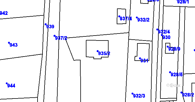 Parcela st. 935/2 v KÚ Křimice, Katastrální mapa