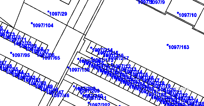 Parcela st. 1097/216 v KÚ Křimice, Katastrální mapa