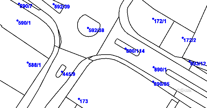 Parcela st. 890/117 v KÚ Křimice, Katastrální mapa