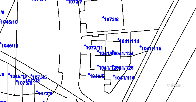 Parcela st. 1041/99 v KÚ Křimice, Katastrální mapa