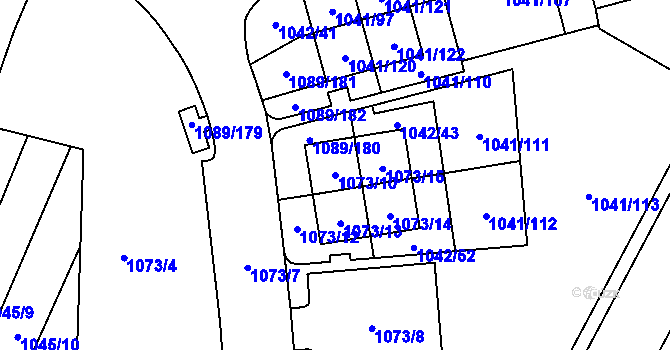 Parcela st. 1073/10 v KÚ Křimice, Katastrální mapa