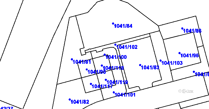Parcela st. 1041/100 v KÚ Křimice, Katastrální mapa