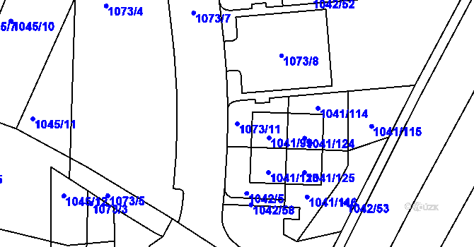 Parcela st. 1073/11 v KÚ Křimice, Katastrální mapa