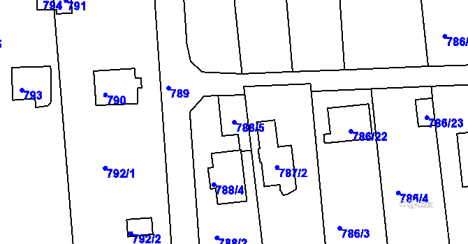 Parcela st. 788/5 v KÚ Křimice, Katastrální mapa