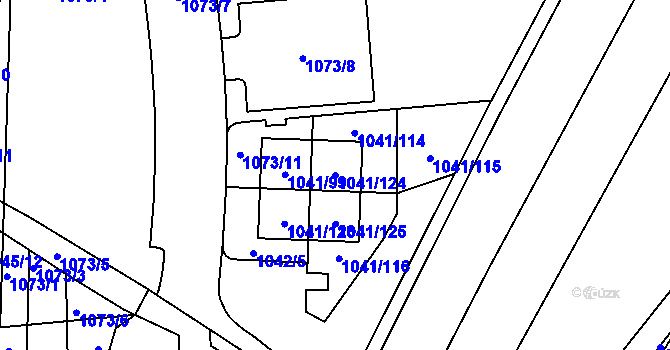 Parcela st. 1041/124 v KÚ Křimice, Katastrální mapa