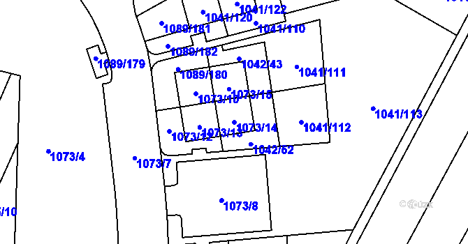Parcela st. 1073/14 v KÚ Křimice, Katastrální mapa
