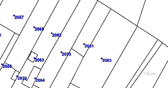 Parcela st. 2031 v KÚ Křimice, Katastrální mapa