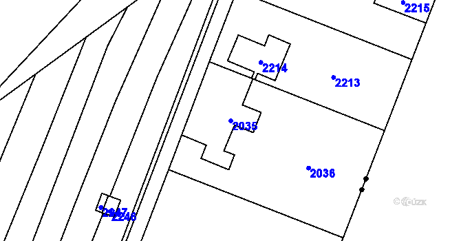 Parcela st. 2035 v KÚ Křimice, Katastrální mapa