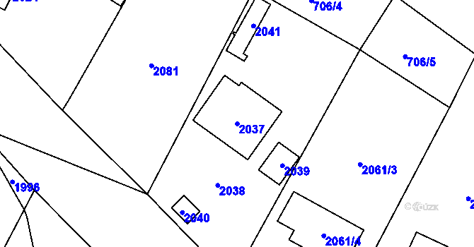 Parcela st. 2037 v KÚ Křimice, Katastrální mapa