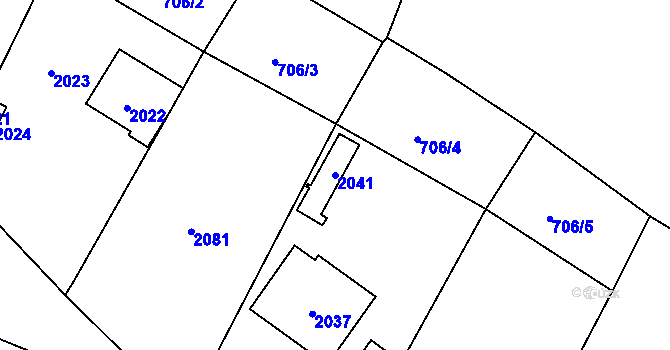 Parcela st. 2041 v KÚ Křimice, Katastrální mapa