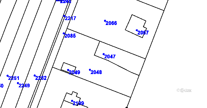 Parcela st. 2047 v KÚ Křimice, Katastrální mapa