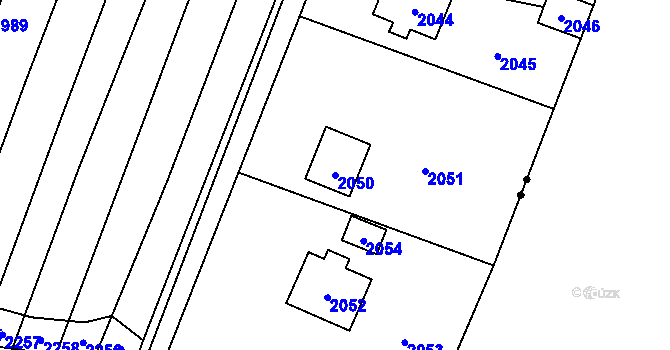 Parcela st. 2050 v KÚ Křimice, Katastrální mapa