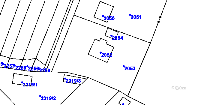 Parcela st. 2052 v KÚ Křimice, Katastrální mapa