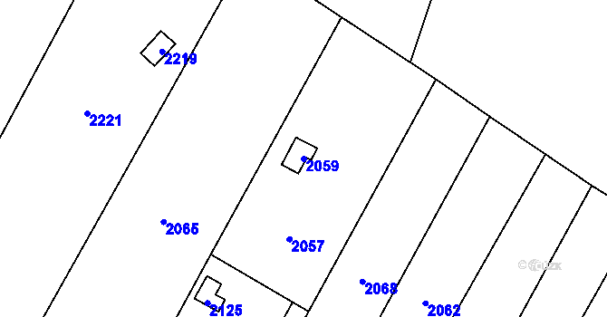 Parcela st. 2059 v KÚ Křimice, Katastrální mapa
