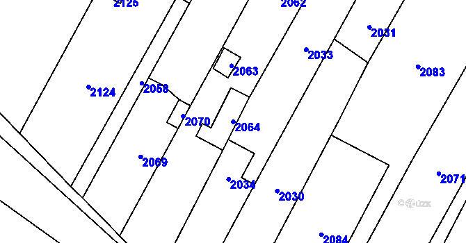 Parcela st. 2064 v KÚ Křimice, Katastrální mapa
