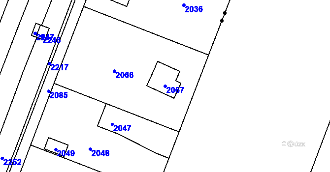 Parcela st. 2067 v KÚ Křimice, Katastrální mapa