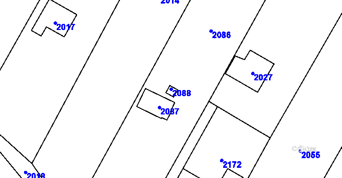 Parcela st. 2088 v KÚ Křimice, Katastrální mapa