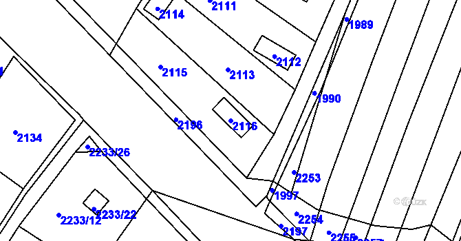 Parcela st. 2116 v KÚ Křimice, Katastrální mapa