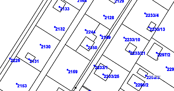 Parcela st. 2150 v KÚ Křimice, Katastrální mapa