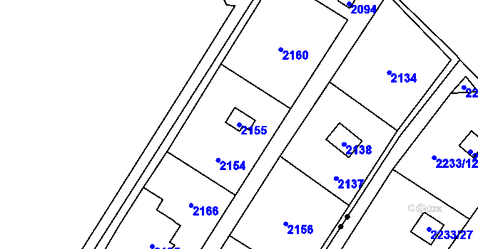 Parcela st. 2155 v KÚ Křimice, Katastrální mapa