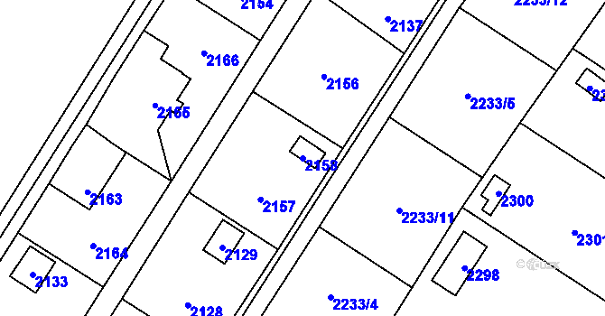 Parcela st. 2158 v KÚ Křimice, Katastrální mapa