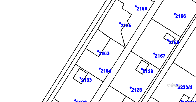 Parcela st. 2163 v KÚ Křimice, Katastrální mapa