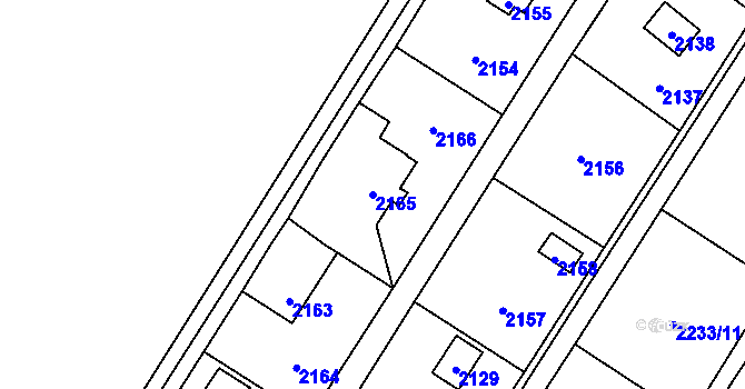 Parcela st. 2165 v KÚ Křimice, Katastrální mapa
