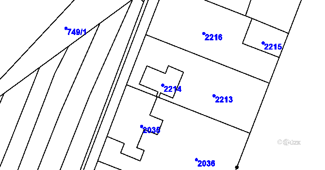 Parcela st. 2214 v KÚ Křimice, Katastrální mapa