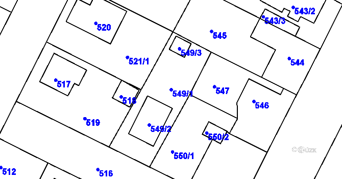Parcela st. 549/1 v KÚ Křimice, Katastrální mapa