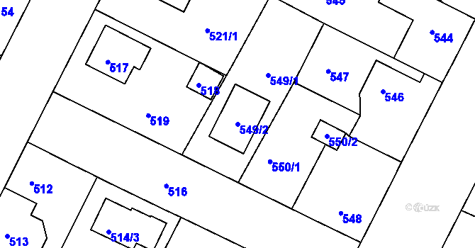 Parcela st. 549/2 v KÚ Křimice, Katastrální mapa
