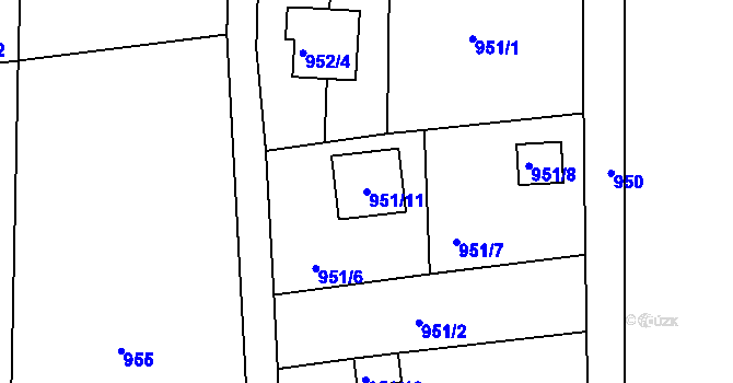 Parcela st. 951/11 v KÚ Křimice, Katastrální mapa