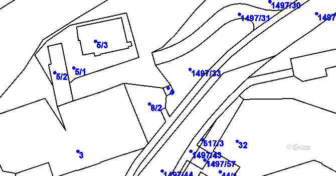 Parcela st. 4 v KÚ Křimice, Katastrální mapa