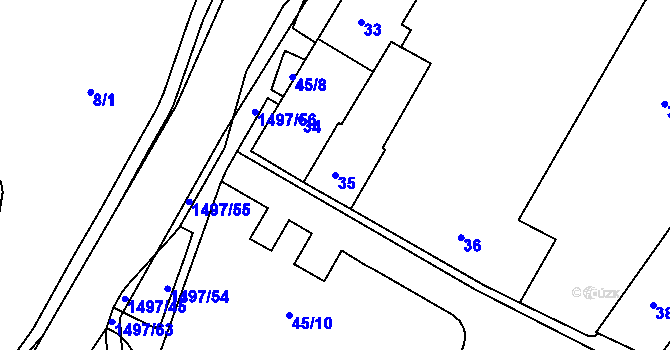 Parcela st. 35 v KÚ Křimice, Katastrální mapa