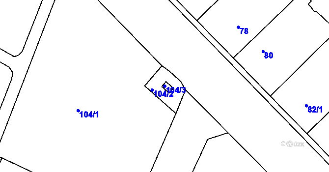 Parcela st. 104/3 v KÚ Křimice, Katastrální mapa