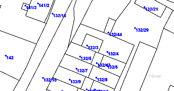 Parcela st. 132/3 v KÚ Křimice, Katastrální mapa