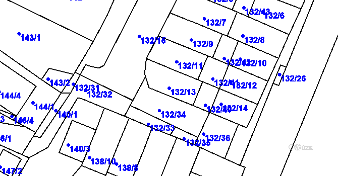 Parcela st. 132/13 v KÚ Křimice, Katastrální mapa