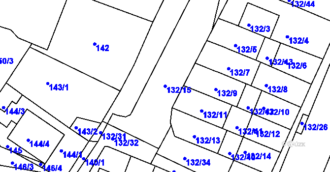 Parcela st. 132/15 v KÚ Křimice, Katastrální mapa