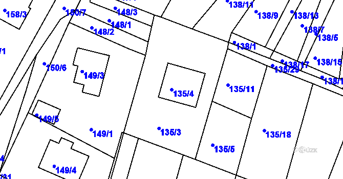 Parcela st. 135/4 v KÚ Křimice, Katastrální mapa