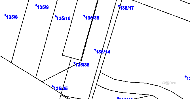 Parcela st. 135/14 v KÚ Křimice, Katastrální mapa