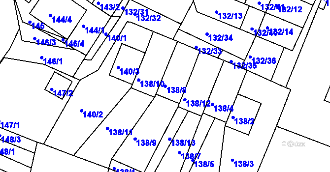 Parcela st. 138/8 v KÚ Křimice, Katastrální mapa