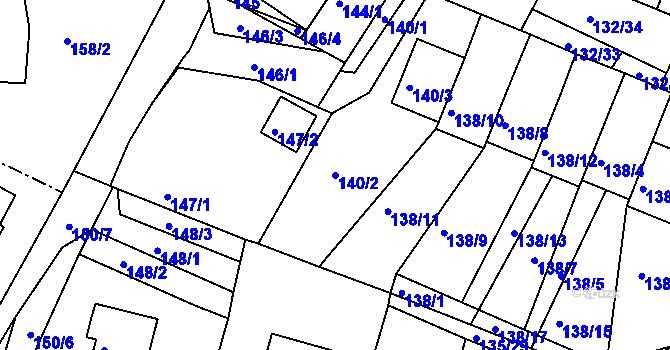Parcela st. 140/2 v KÚ Křimice, Katastrální mapa