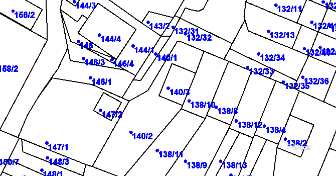 Parcela st. 140/3 v KÚ Křimice, Katastrální mapa
