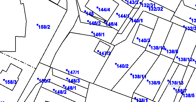 Parcela st. 147/2 v KÚ Křimice, Katastrální mapa