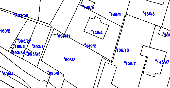 Parcela st. 149/2 v KÚ Křimice, Katastrální mapa