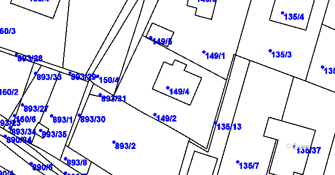 Parcela st. 149/4 v KÚ Křimice, Katastrální mapa