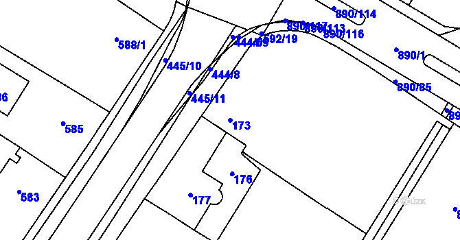 Parcela st. 173 v KÚ Křimice, Katastrální mapa