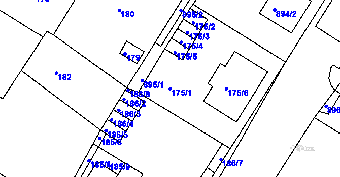 Parcela st. 175/1 v KÚ Křimice, Katastrální mapa