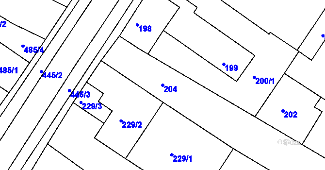 Parcela st. 204 v KÚ Křimice, Katastrální mapa