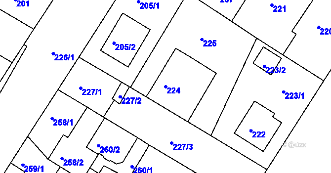 Parcela st. 224 v KÚ Křimice, Katastrální mapa