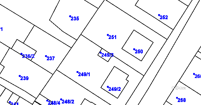 Parcela st. 249/3 v KÚ Křimice, Katastrální mapa